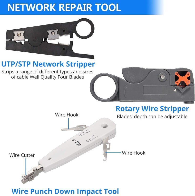 SMARTTECH Crimping Tool All in one PassThrough kit, Combo Tool Kit Cat5 Cat5e Cat6 RJ45 Network Cable Tester with Wire Cutter Crimper - Image 5
