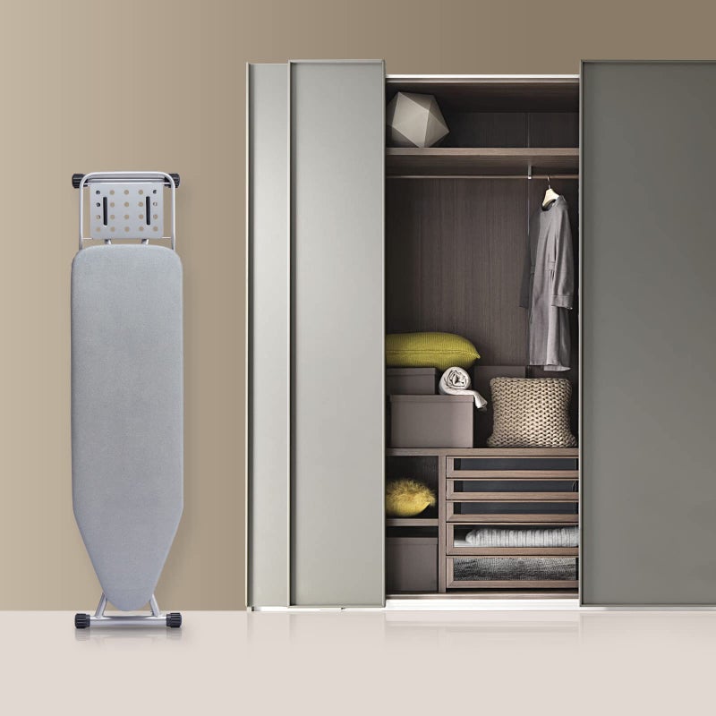 BKTD Ironing Board, Heat Resistant Cover Iron Board with Steam Rest, Non-Slip Foldable Ironing Stand. Heavy Sturdy Metal Frame Legs Iron Stand(13 * 34 * 53 Inches) (Silver Gray) - Image 5
