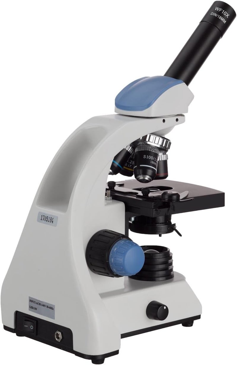 AmScope 40X2000X LED Monocular Compound Microscope w 3D TwoLayer Mechanical Stage - Image 3