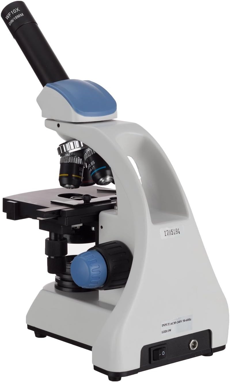 AmScope 40X2000X LED Monocular Compound Microscope w 3D TwoLayer Mechanical Stage - Image 4