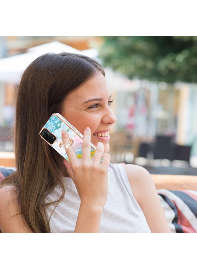 اس-توب جراب لهاتف OPPO A74 5G / A93 5G / A54 5G / A93s 5G بنمط رخامي مطلي بالكهرباء جراب هاتف IMD TPU مع حامل حلقي - Image 4