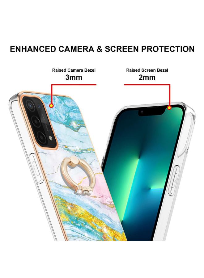 اس-توب جراب لهاتف OPPO A74 5G / A93 5G / A54 5G / A93s 5G بنمط رخامي مطلي بالكهرباء جراب هاتف IMD TPU مع حامل حلقي - Image 3