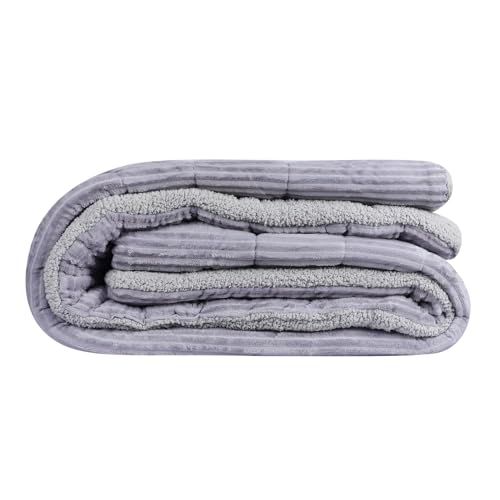 Nivasam Plush Luxury Ultra Soft Crystal Velvet Winter Blanket 1 Faux Fur Sherpa Quilt King Size Fluffy Furry Comforter Razai Ideal for Heavy Winters (Light Grey, Single, Pencil) - Image 3