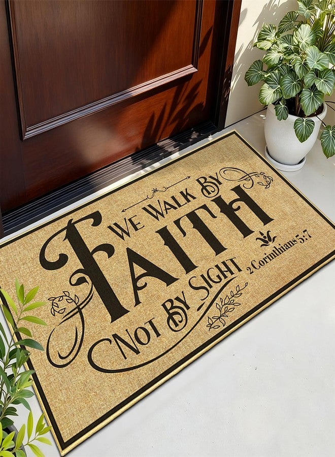 kokolap Door Mat Welcome Mats for Front Door Entrance Durable Doormats Outside Low-Profile Indoor Outdoor Doormat Non-Slip Backing Christian Floor Rug for Family Living Room Housewarming Gift 16.9 x 29.9 Inch - Image 1