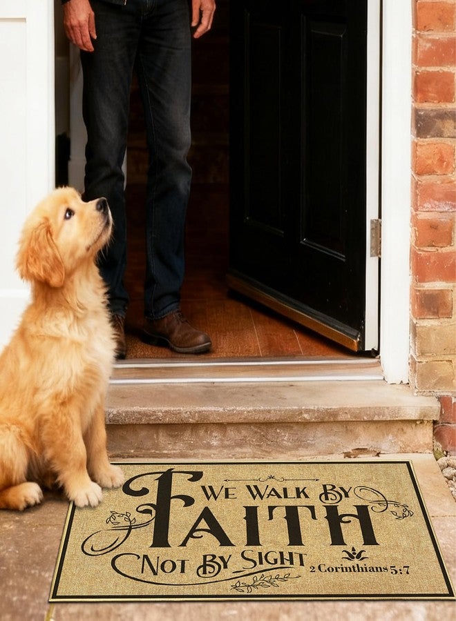 kokolap Door Mat Welcome Mats for Front Door Entrance Durable Doormats Outside Low-Profile Indoor Outdoor Doormat Non-Slip Backing Christian Floor Rug for Family Living Room Housewarming Gift 16.9 x 29.9 Inch - Image 2