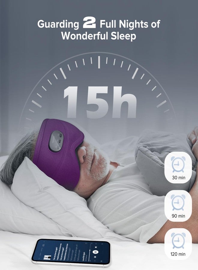 TOPOINT Sleep Mask with Bluetooth Headphones, 3D Eye Mask for Sleep Headphones with White Noise, Total Blackout, 5.4 Bluetooth, Timer, 15 Hours for Women Men, Travel, Meditation, Nap, CPAP Users - Image 5