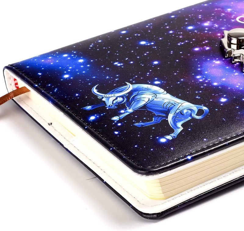 ARRLSDB A5 Creative Password Lock Journal PU Leather Combination Lock Diary Locking Diary Notepad (Taurus) - Image 4