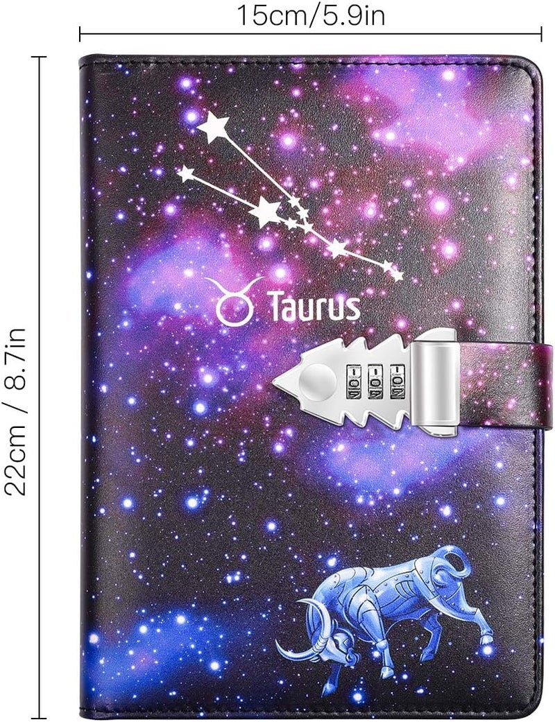 ARRLSDB A5 Creative Password Lock Journal PU Leather Combination Lock Diary Locking Diary Notepad (Taurus) - Image 2