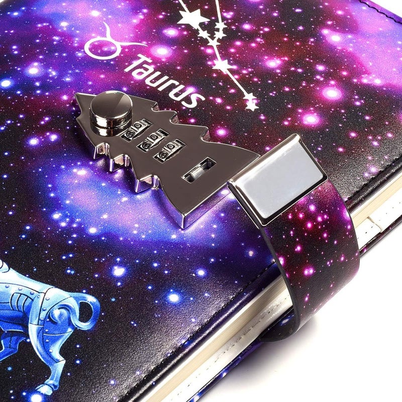 ARRLSDB A5 Creative Password Lock Journal PU Leather Combination Lock Diary Locking Diary Notepad (Taurus) - Image 3