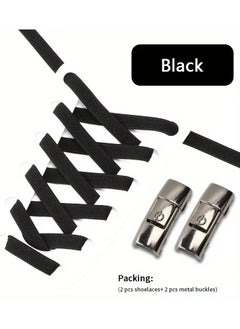 Goolsky 1pair No-Tie Shoelaces With Buckles For Sneakers Sports Shoes  - Image 1