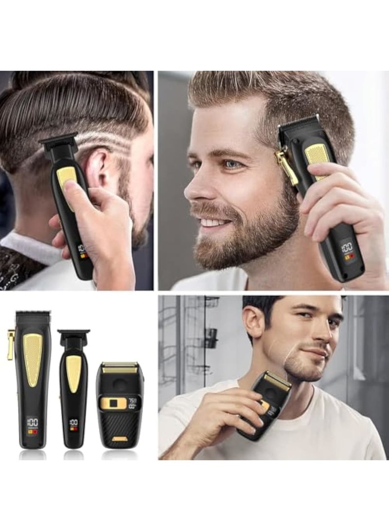 Zikra مقصات شعر للرجال، ماكينة حلاقة كهربائية لاسلكية، مجموعة مقصات ومشذبين احترافية، مقصات حلاق احترافية، ماكينة حلاقة بشفرة فويل، مشذب بدون فراغ، مشذب لحية - Image 2
