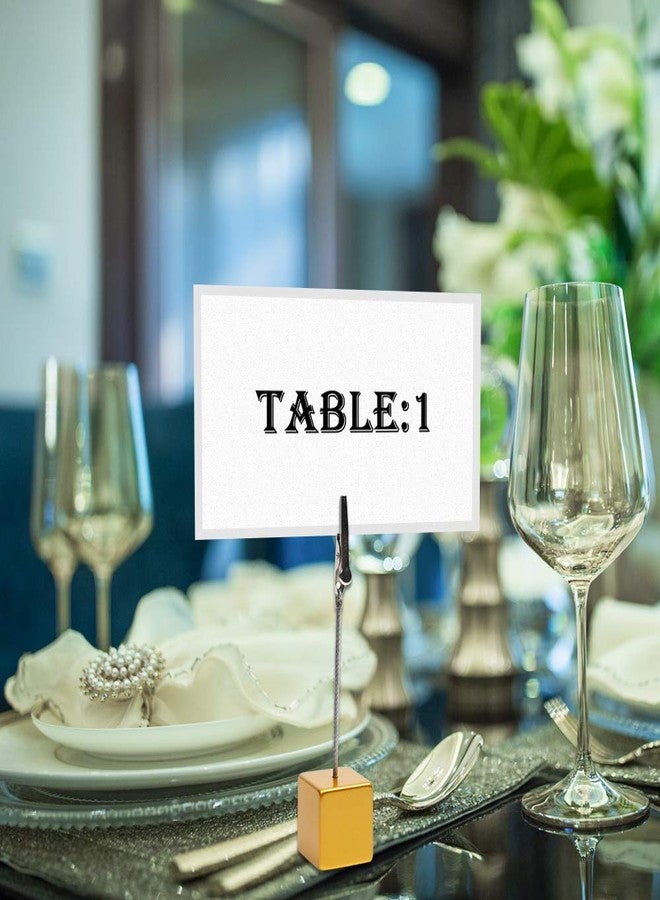 senover 10pcs Table Number Holder Name Place Card Holder Memo Clip Holder Stand Note Holder Pictures Card Paper Menu Clip (Gold) - Image 3