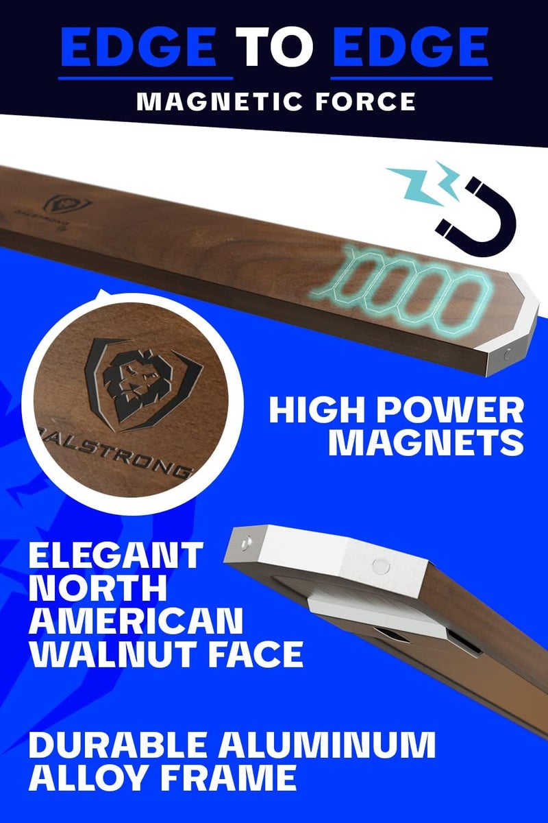 Dalstrong Magnetic Knife Holder Wall - Premium North American Walnut Wood - Knife Magnetic Strip - Aluminum Frame - 18" x 2.5" - Powerful Magnet Kitchen Bar - Easy Mount - Safely Display your Knives - Image 2