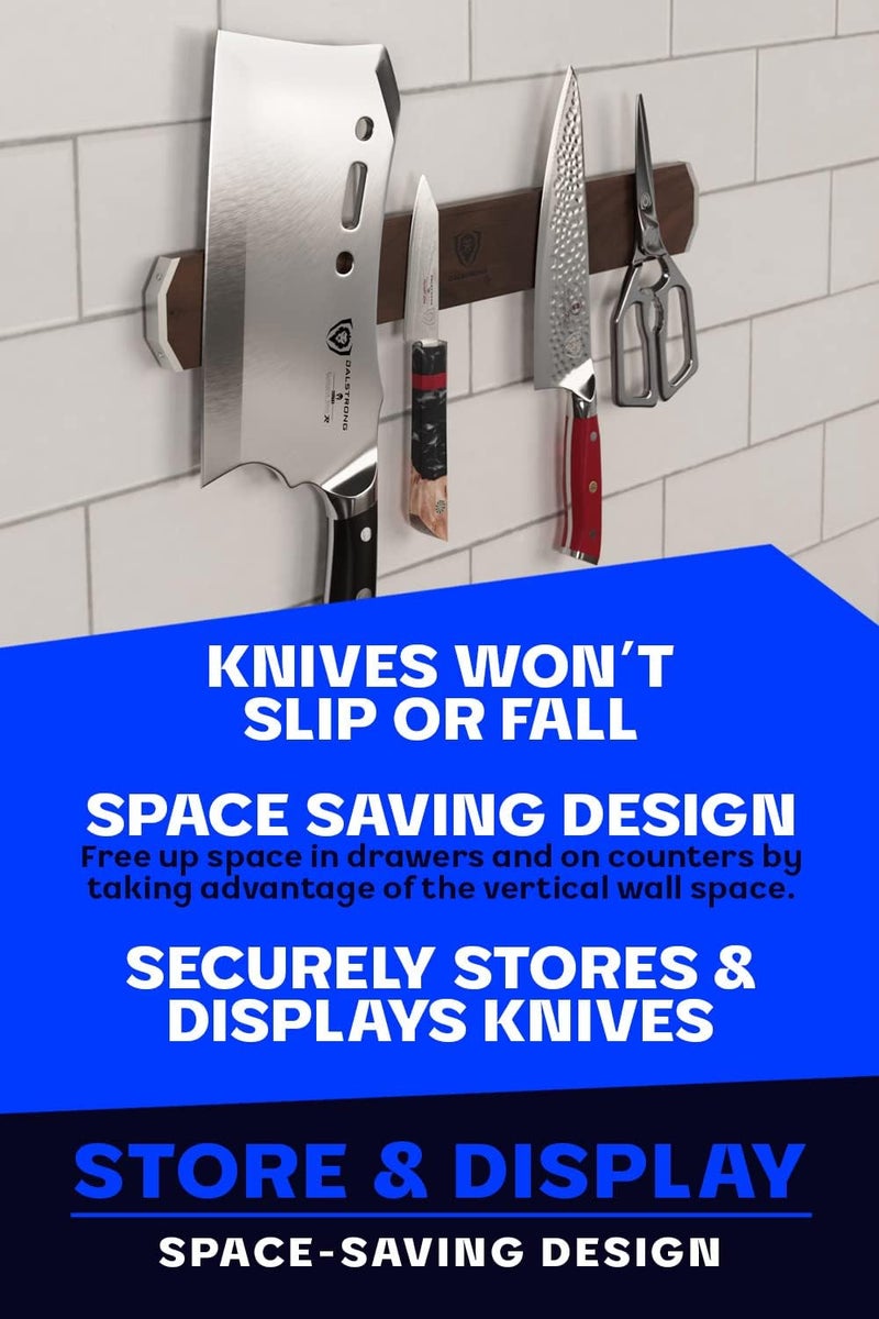 Dalstrong Magnetic Knife Holder Wall - Premium North American Walnut Wood - Knife Magnetic Strip - Aluminum Frame - 18" x 2.5" - Powerful Magnet Kitchen Bar - Easy Mount - Safely Display your Knives - Image 3