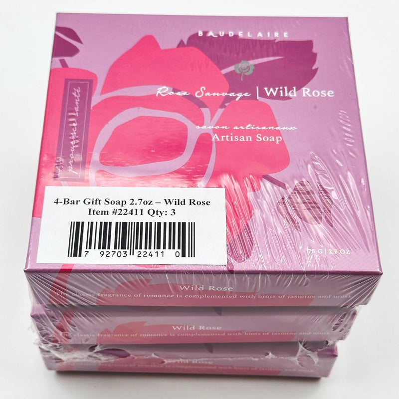 Baudelaire Provence Sante PS Gift Soap Wild Rose 27oz 4 Bar Gift Box 3 boxes