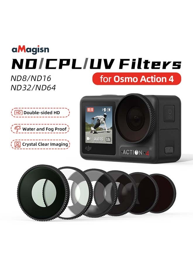 aMagisn aMagisn Premium Waterproof ND, CPL and UV Filters for DJI Osmo Action 5 Pro/4 - Essential Lens Accessories (ND8 + 16 + 32 + CPL)  - Image 5