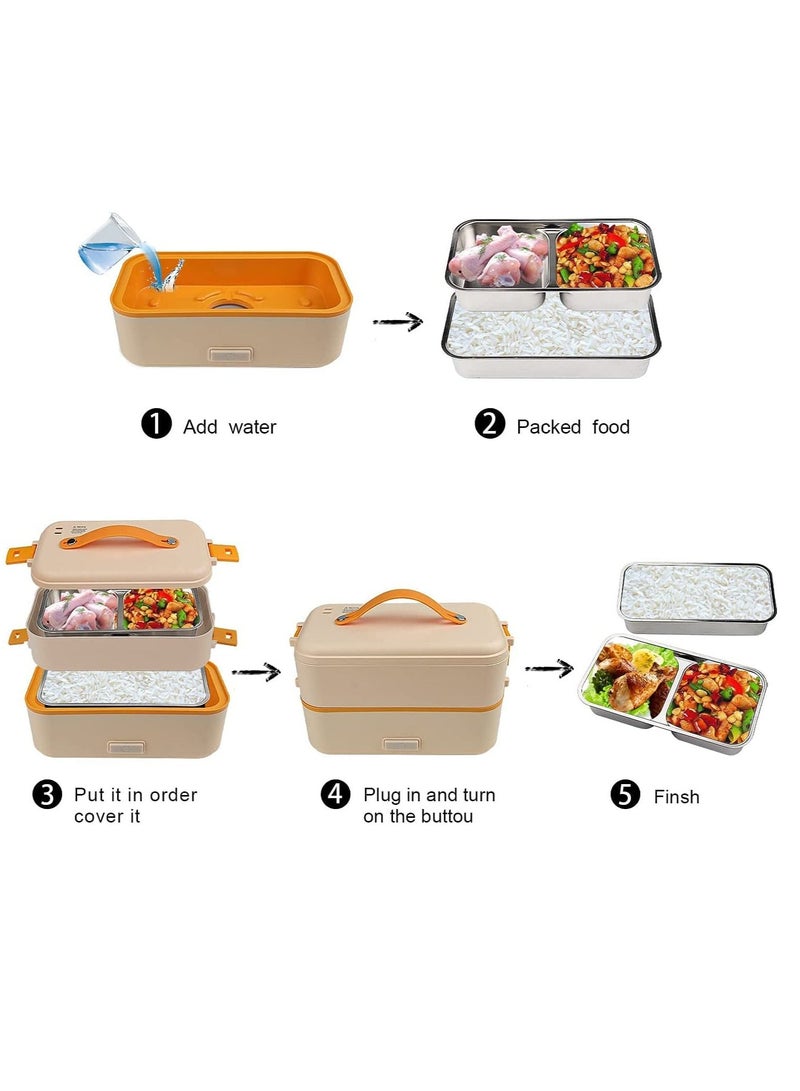 XiuWoo 2-Layer Electric Steamer Self Cooking Lunch Box For Home Office School Travel  - Image 4