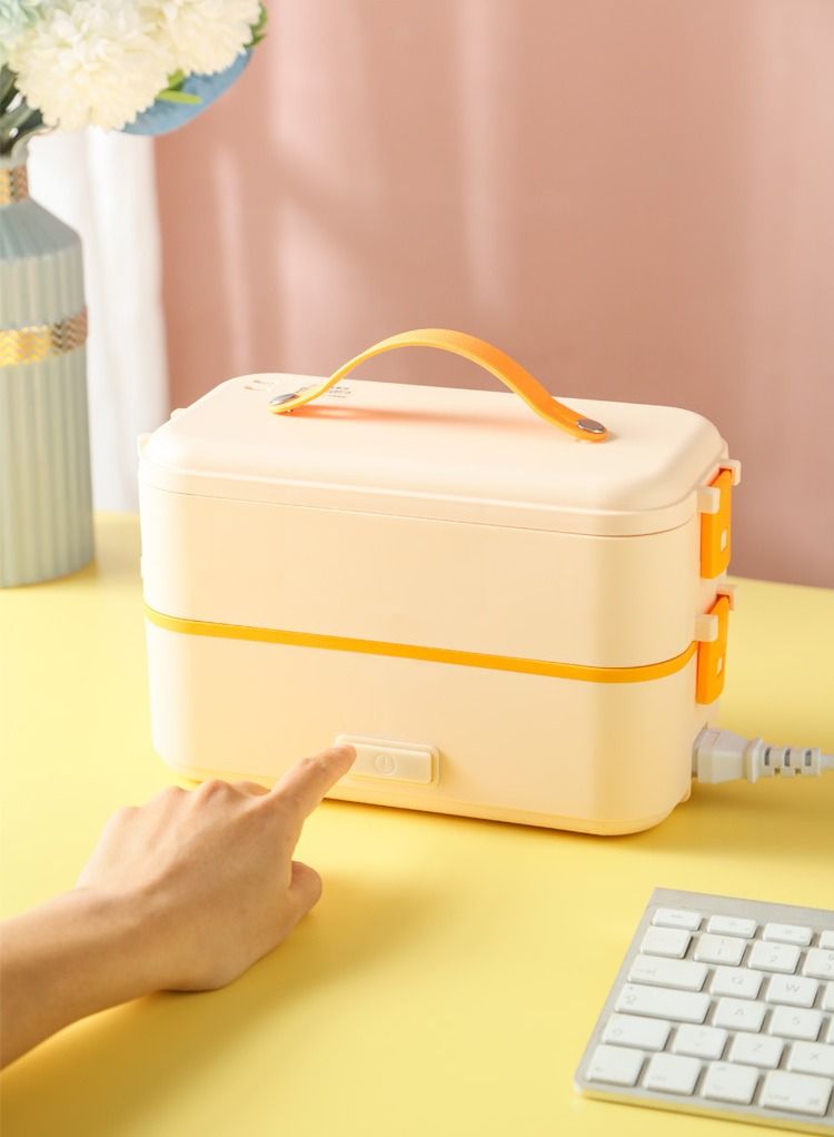XiuWoo 2-Layer Electric Steamer Self Cooking Lunch Box For Home Office School Travel  - Image 1