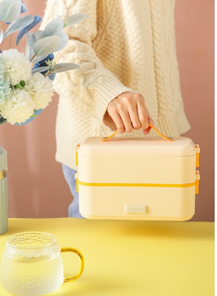 XiuWoo 2-Layer Electric Steamer Self Cooking Lunch Box For Home Office School Travel  - Image 2