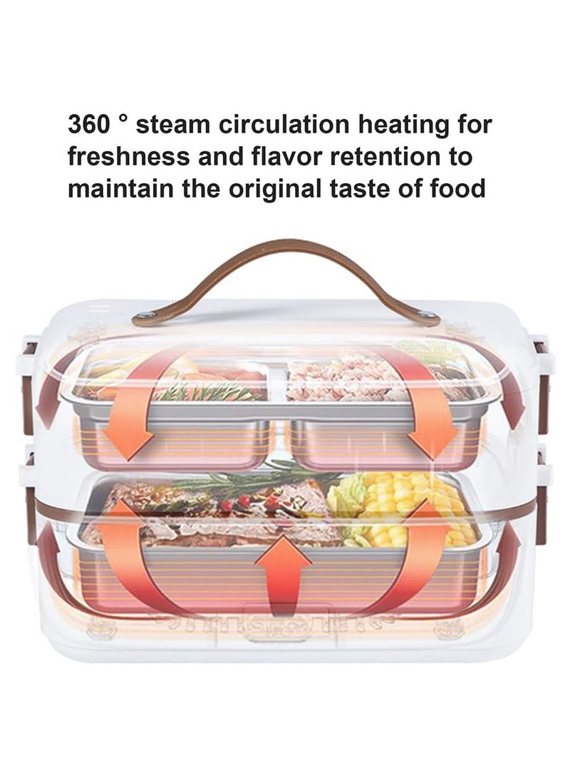 XiuWoo 2-Layer Electric Steamer Self Cooking Lunch Box For Home Office School Travel  - Image 5