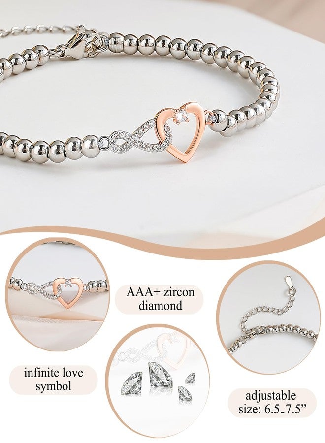 Shonyin Infinity Heart Bracelet for Women Girl Her, Mother Daughter Sister Girlfriend Wife Grandma Granddaughter Mother-in-law Aunt, 18-20, Stainless Steel, no gemstone - Image 3