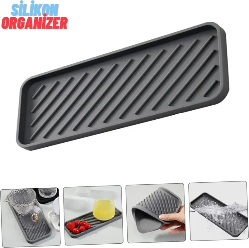 Tineke Silicone Oil Can Oil Can Stand Base, Multi-Purpose Organizer Presentation, Soap Dish Base 1 Piece Black