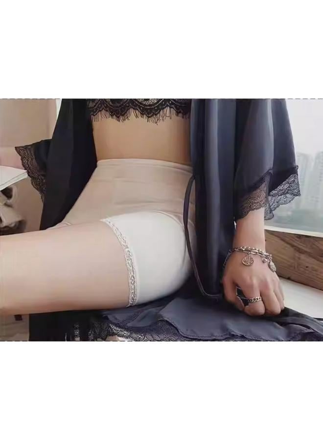 سروال سلامة سلس من الحرير الجليدي للنساء صيفي رقيق ومضاد للمكشوف من الدانتيل H956-بيج  - Image 2