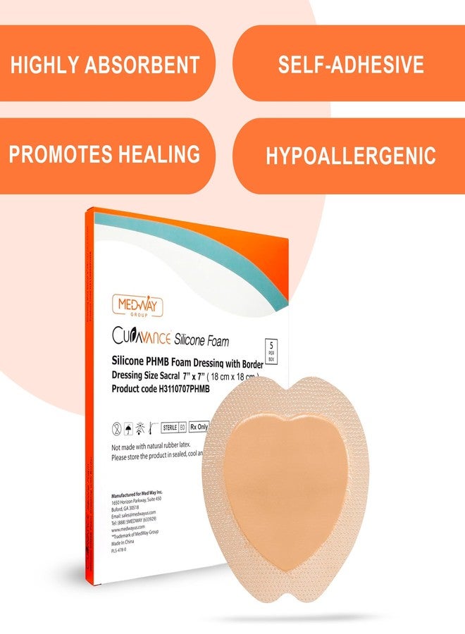 MedVance - Bordered Silicone PHMB Adhesive Foam Dressing Sacral Size 7"x 7" Box of 5 dressings - Image 2