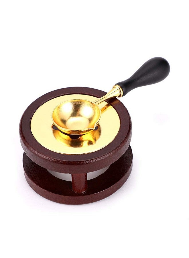 أونماي طقم ختم الشمع OwnMy، سخان ختم الشمع الخشبي، أداة فرن صهر ختم الشمع مع ملعقة ذوبان لختم ختم الشمع، أعواد ختم الشمع، حبات شمع الختم، خشب الزان - Image 1