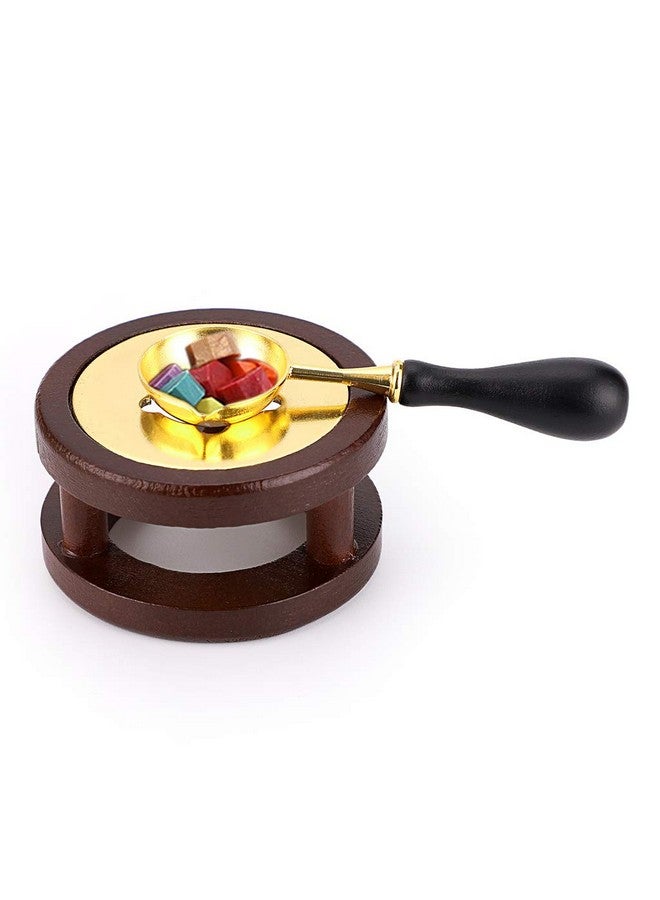 أونماي طقم ختم الشمع OwnMy، سخان ختم الشمع الخشبي، أداة فرن صهر ختم الشمع مع ملعقة ذوبان لختم ختم الشمع، أعواد ختم الشمع، حبات شمع الختم، خشب الزان - Image 2