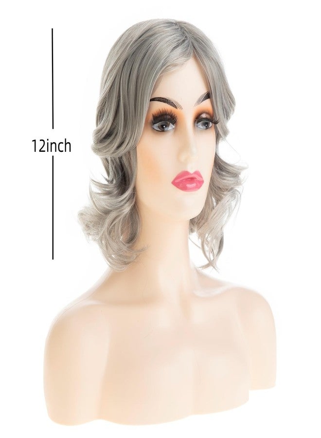 Beweig Gray Wig for Women Short Wavy Curly Fluffy Hair Synthetic Halloween Cosplay Costume Hair Wig - Image 3