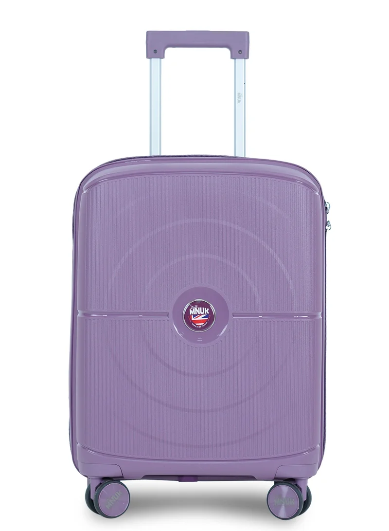 MNUK PREMIO 20inch Luggage| Polypropylene (PP) Hardside Luggage Trolley|Double 360° 4 Wheeler| Cabin-20 Inch|Purple