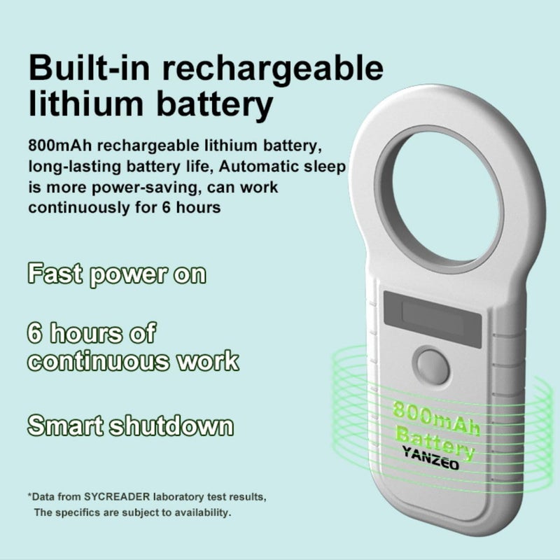 Yanzeo Pet Microchip Reader 134.2KHz/125KHz 15 Digits Pet Microchip Scanner for Dogs Cats FDX-B (ISO 11784/11785) - Image 4