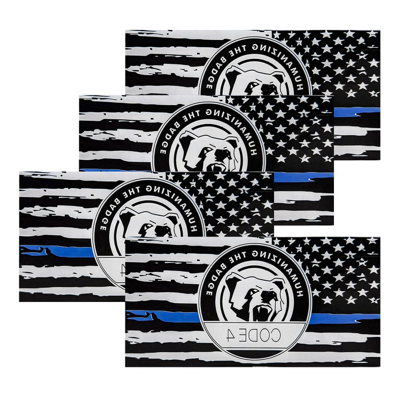 YTFRL 4 PCS Thin Line Sticker Code 4, American Flag Waterproof Vinyl Decal Police Support Bumper Stickers, Reflective Support Law Enforcement Decal for Car Truck Window Laptop - Image 1