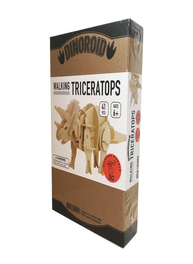 DINOROID Triceratops Walking 3D Wooden Dinosaur Puzzle - Image 2