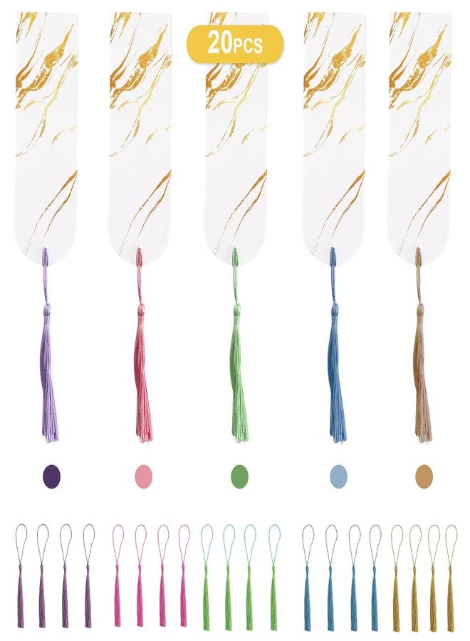 FOJOO 20 PCS Acrylic Bookmark Blanks with Tassels,Blank Bookmarks for DIY Crafts, Gift Tags, School Projects (5 Colors) - Image 2