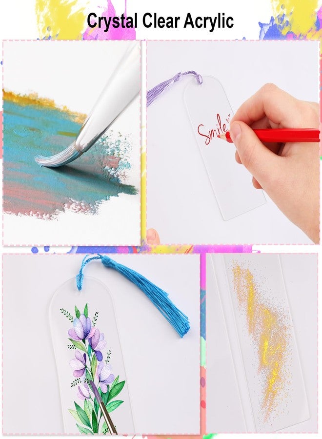 FOJOO 20 PCS Acrylic Bookmark Blanks with Tassels,Blank Bookmarks for DIY Crafts, Gift Tags, School Projects (5 Colors) - Image 5