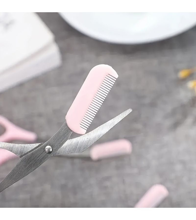 1 Pcs Eyebrow Scissors Trimmer Shears With Comb And Razor Makeup Tool - Image 3