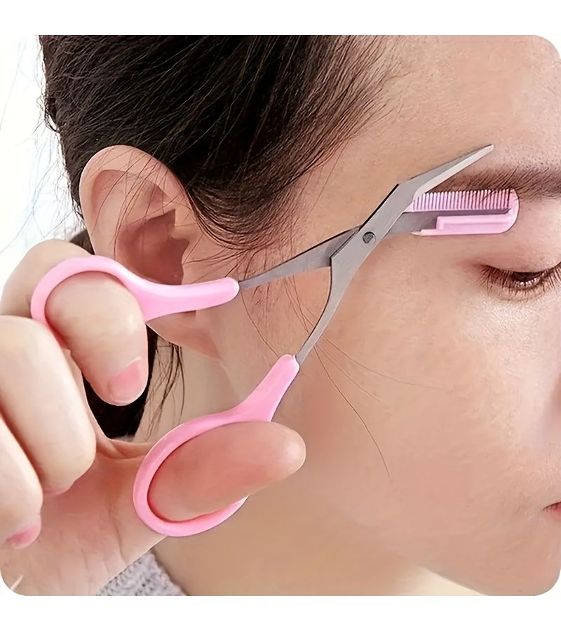 1 Pcs Eyebrow Scissors Trimmer Shears With Comb And Razor Makeup Tool - Image 5