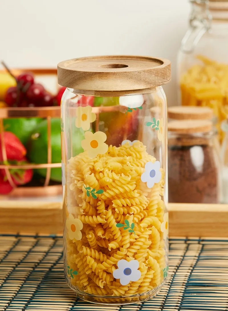 AURORA Floral Glass Storage Jar 1000Ml