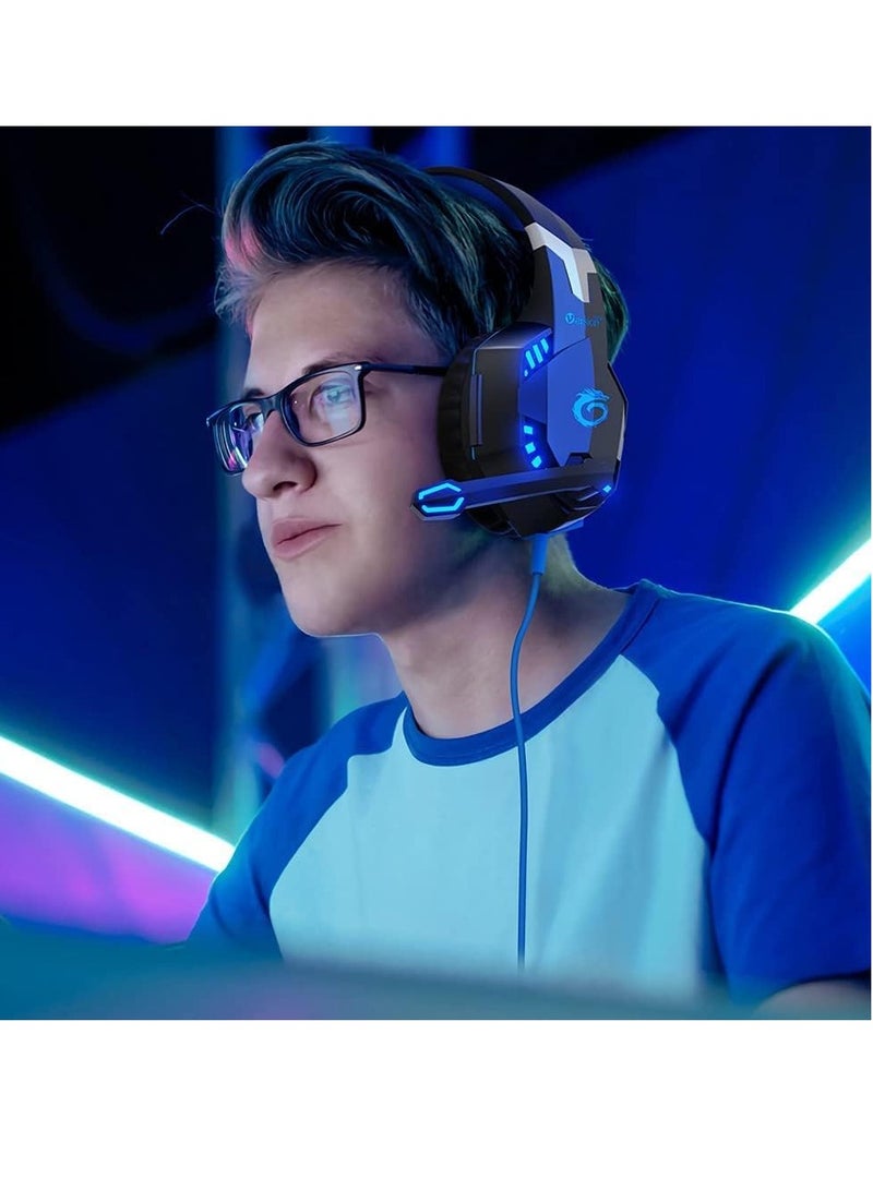 Gaming Headset for PS5 PS4 Xbox One, Bass Surround Noise Cancelling Microphone, Over Ear Headphones with LED Lights for Mac Laptop Xbox Series X S Nintendo Switch NES PC, - Image 5