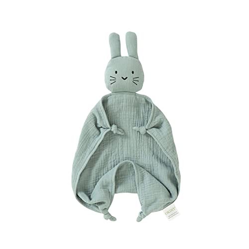 okdiy Organic Cotton Bunny Loveys for Babies,Newborn Baby Lovey Security Blanket,Lovies for Babies New Born Baby Unique Neutral Gifts Boys and Girls (Bunny-Green) - Image 1