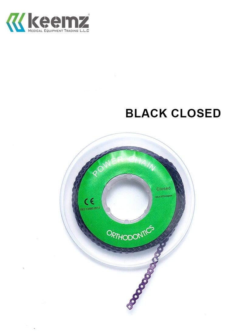 keemz Elastic Ultra Power Rubber Chains for Braces BLACK CLOSED - Image 1