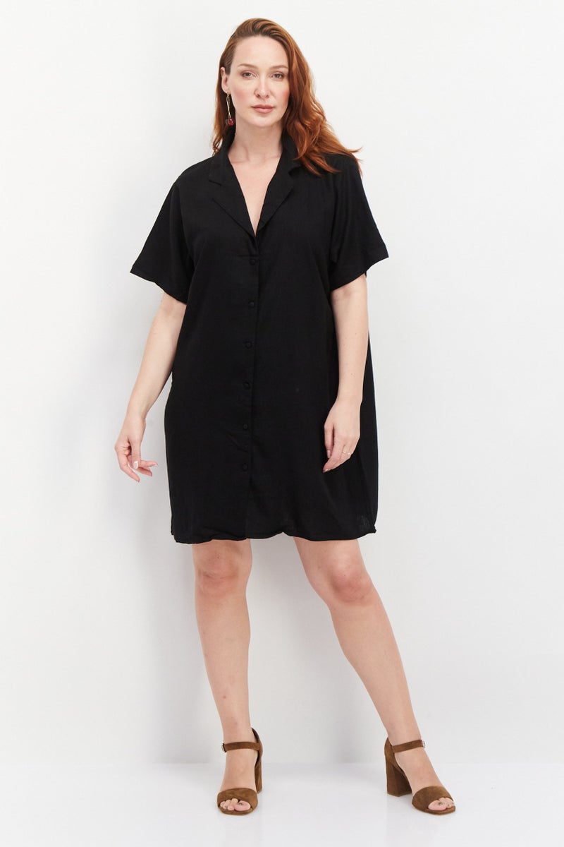 Cotton On Women Curve Solid Shirt Dress, Black - Image 2