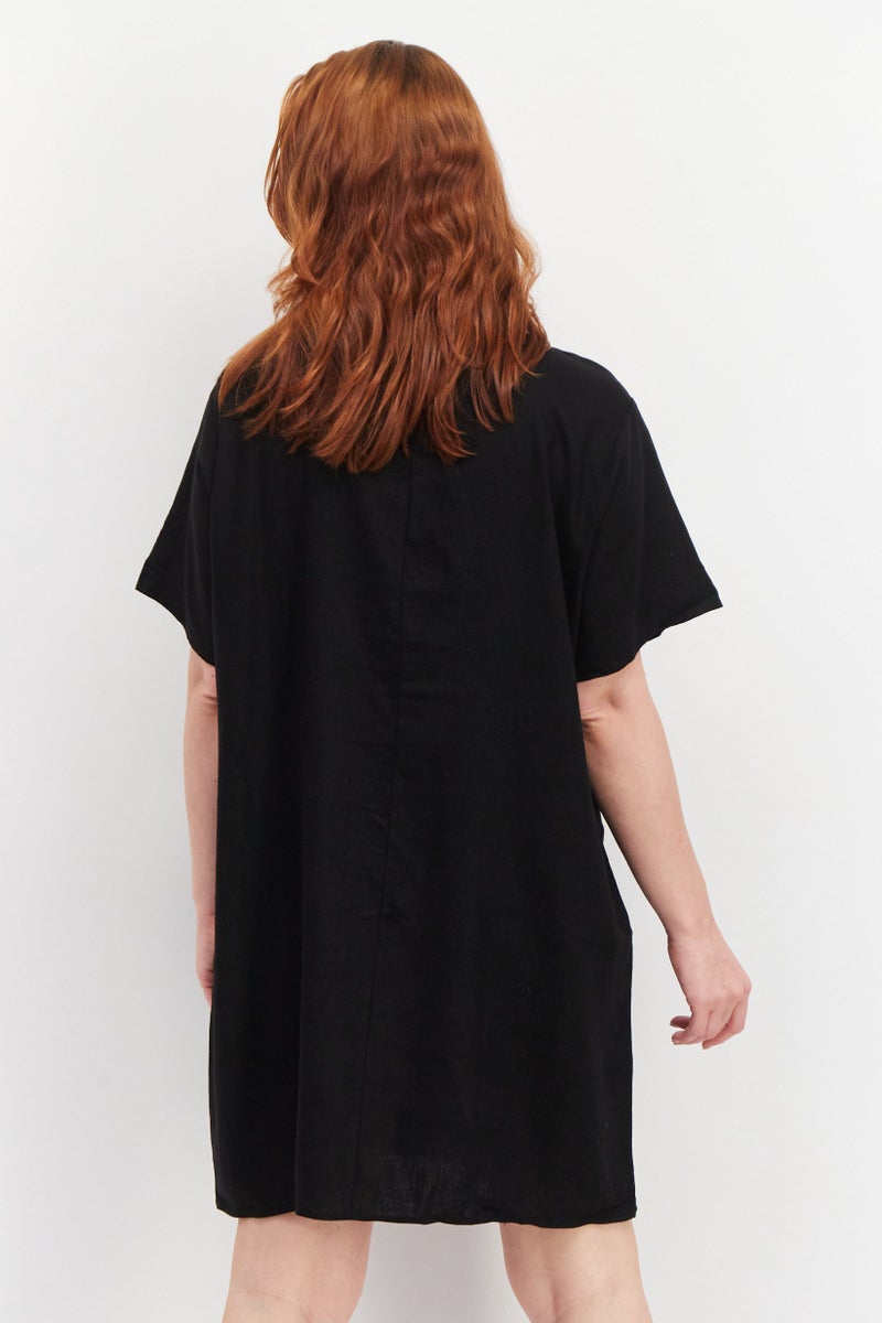 Cotton On Women Curve Solid Shirt Dress, Black - Image 3