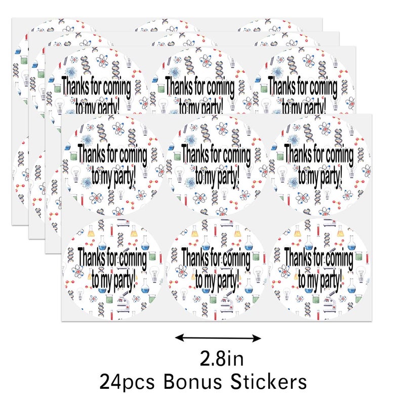 BonBeeDesign Science Party Favors Candy Bags with Stickers - Science Goodie Gift Treat Bags - Science Themed Birthday Party Supplies - Image 3