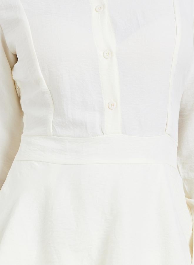 ستايلي فستان طويل بطبقات وياقة دائرية - Image 4