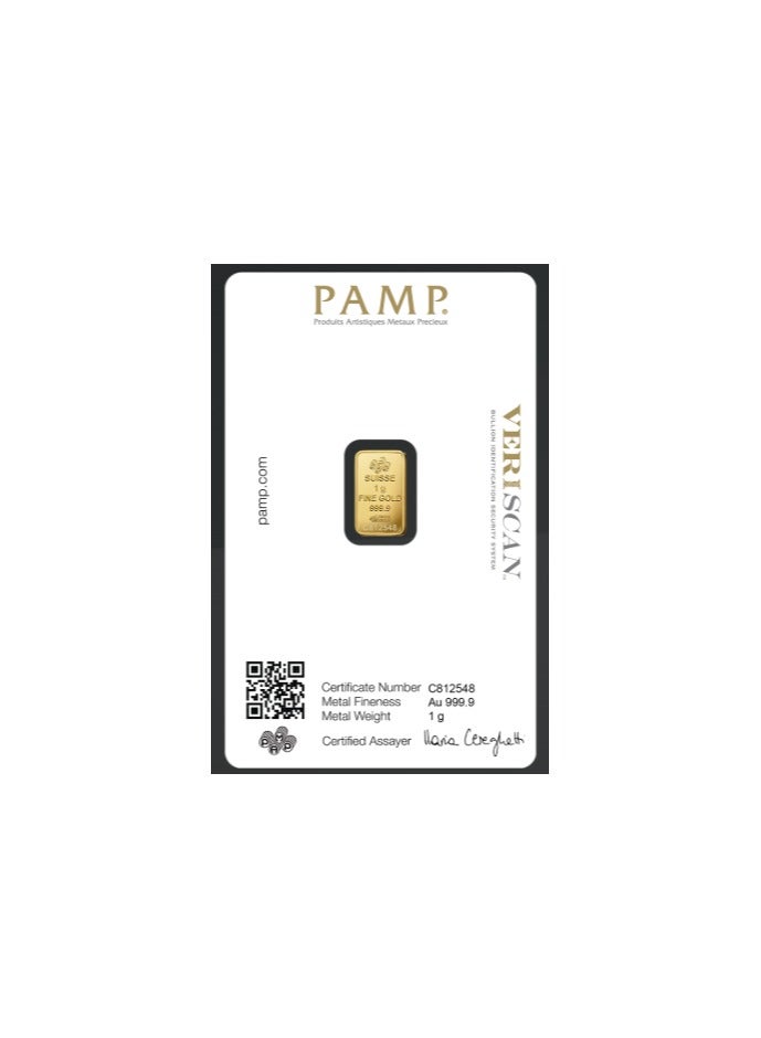 PAMP CKS Suisse Pamp 1 Gram 24k Gold Bar - 1 Grams Gold Bar 24KT 999.9 Purity  - Image 2