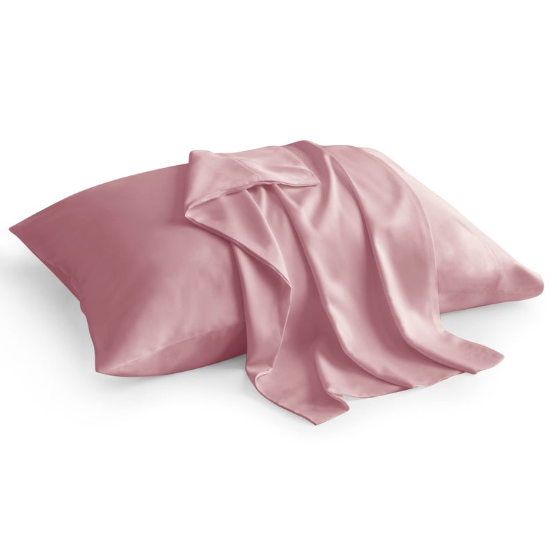 بيديليت حالات وسادة بحجم كينج بيدليت مجموعة من رايون مستمدة من حالات وسادة تبريد الخيزران للنوم الساخن والتعرق الليلي في وسادات الظرف الناعمة الحريرية (الورد الوردي 20 "" x40 "") - Image 1