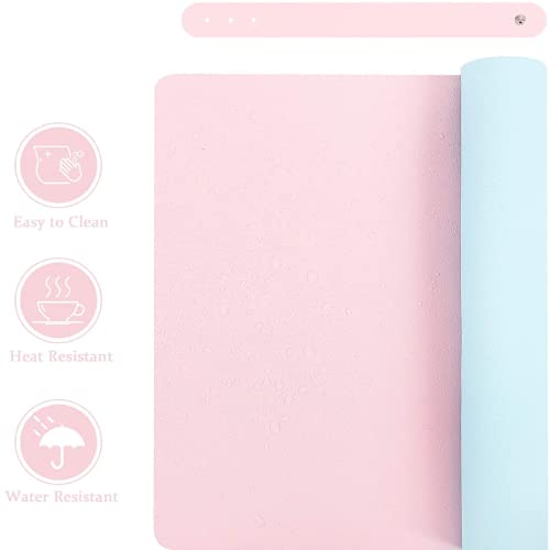 pepplo® Multifunctional Office Desk Pad, Ultra Thin Waterproof PU Leather Mouse Pad, Dual Use Desk Writing Mat for Office/Home, 80CM x 40CM (Pink + Sky Blue, 80 x 40CM) - Image 3